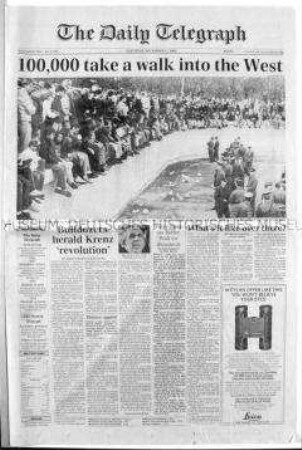 Britische Tageszeitung "The Daily Telegraph" zur Maueröffung in Berlin