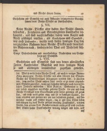 Einige Besonderheiten und merckwürdige Nachrichten von Gochsheim und Sennfeld. §. VIII.