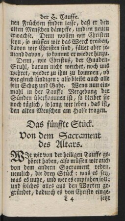 Das fünffte Stück. Von dem Sacrament des Altars