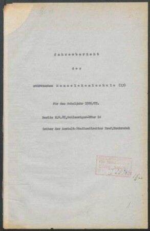 1926/27: Jahresbericht der Städtischen Menzel-Realschule (13) für das Schuljahr ... - 1926/27