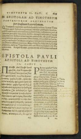 In Epistolam Ad Timotheum Posteriorem Argumentum ...