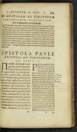 In Epistolam Ad Timotheum Posteriorem Argumentum ...