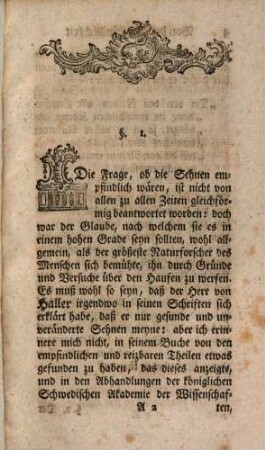 Versuche und Erfahrungen über die Empfindlichkeit der Sehnen