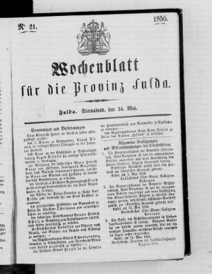 Nr. 21, Ausgabe vom 24. Mai 1856
