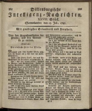 XXVIII.Stück. Sonnabends: den 15. Jul. 1797.