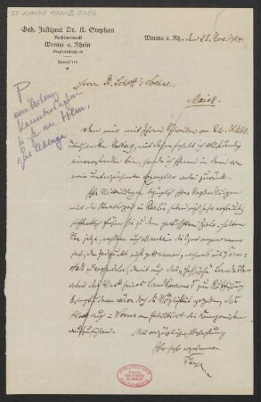 Brief an B. Schott's Söhne : 28.11.1924