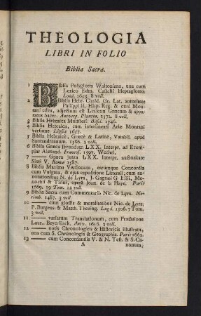 1-88, Libri in Folio