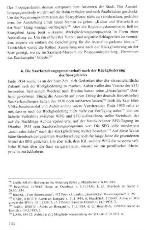 6. Die Saarforschungsgemeinschaft nach der Rückgliederung des Saargebietes