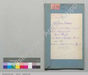 Schreiben von Alfred Krupp betr. Panzerkanone. [Inhaltsverzeichnis, Regest und auszugsweise Abschrift der Archivalie FAH 2 P 23]