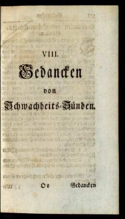 VIII. Gedancken von Schwachheits-Sünden