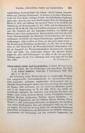 265-267 [Rezension] Schultze, Victor, Kleinasien