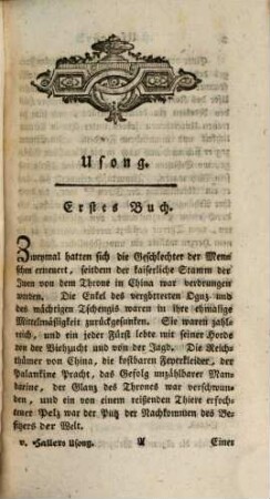 Albrechts von Haller, Usong : Eine Morgenländische Geschichte, in vier Büchern