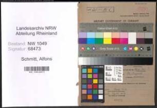 Entnazifizierung Alfons Schmitt , geb. 23.06.1911 (Angestellter)