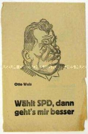 Wahlflugschrift der KPD gegen die SPD mit Darstellungen von SPD-Politikern