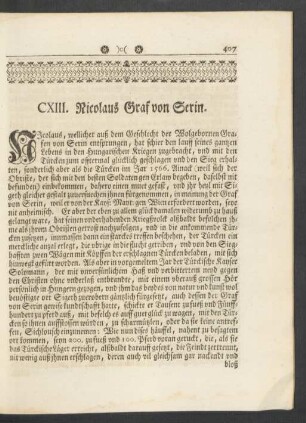 CXIII. Nicolaus Graf von Serin