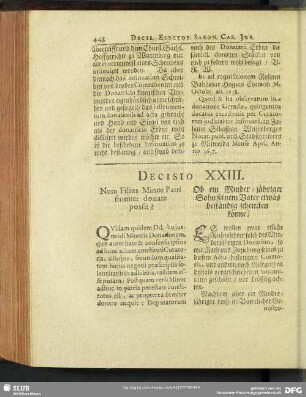 Decisio XXIII. Num Filius Minor Patri firmiter donare possit?