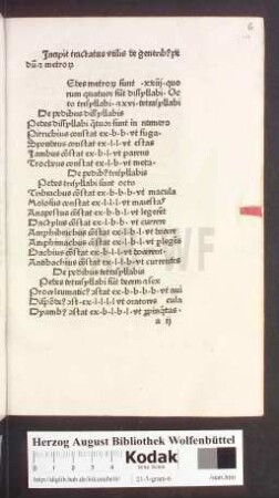 Jncipit tractatus vtilis de generib[us] pedu[m] [et] metro[rum] ...