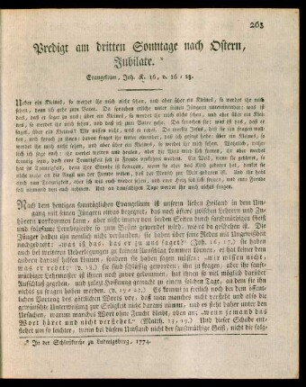 Predigt am dritten Sonntage nach Ostern, Jubilate