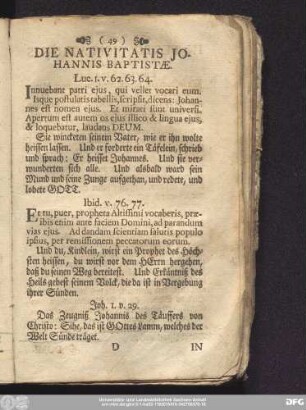 Die Natvivitatis Iohannis Baptistae.