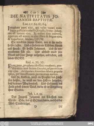 Die Natvivitatis Iohannis Baptistae.