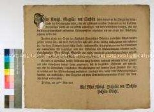Bekanntmachung über das Mandat von Friedrich August I. König von Sachsen betreffend die Auslieferung von Deserteuren