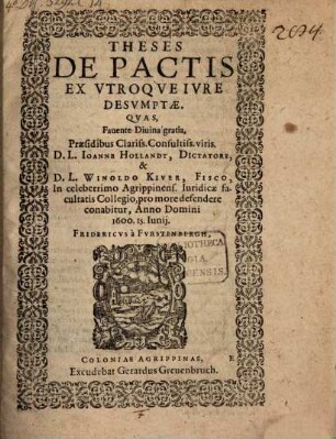 Theses de pactis, ex utroque iure desumptae