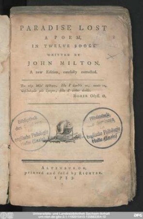 Paradise Lost : A Poem In Twelve Books