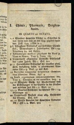 1-29, I. Chemie, Pharmacie, Bergbaukunde