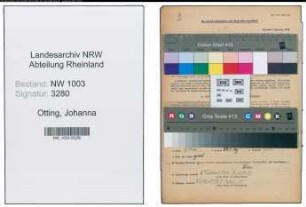 Entnazifizierung Johanna Otting , geb. 10.08.1869 (Gastwirtin)