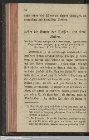 Ueber die Cultur der Wasser- und Kohl-Rüben