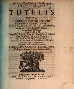 Disp. iur. inaug. de tutelis