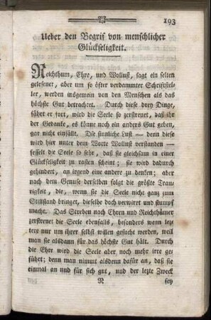 Ueber den Begrif von menschlicher Glückseligkeit.