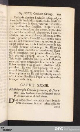 Caput XXXIII. Medialanensia Concilia primum, & secundum