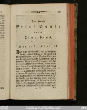 Der zweete Brief Pauli an den Timotheus.