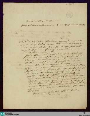 Brief von Johann Peter Hebel an Unbekannt vom 15.06.1825 - K 3297