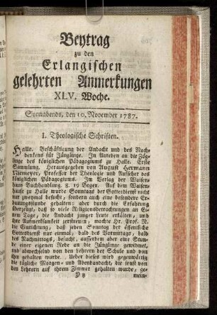 XLV. Woche. Sonnabends, den 10. November. 1787.