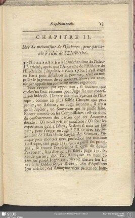 Chapitre II. Idee du mécanisme de l'Univers, pour parvenir à celui de l'Electricité