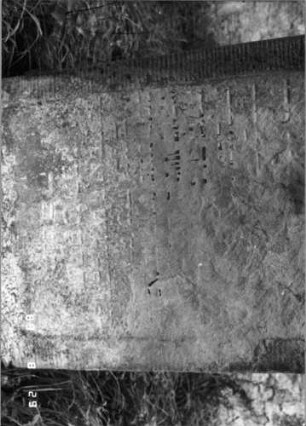 Grabstein 436 (Index: 100107961) Material: heller Sandstein Zustand: in den Lettern schwarze Farbreste, versalzen, verwittert, abgeblättert, weitgehender Textverlust Maße HxBxT: 134x75x11 cm Beschreibung: Stele, geschwungen eingezogener flacher Kleeblattbogen, Schriftfeld rechteckig eingetieft Symbolik: aufgeschlagenes Gebetsbuch??: Grabstein 436A