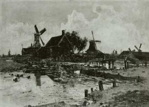 Holländische Landschaft mit Windmühlen
