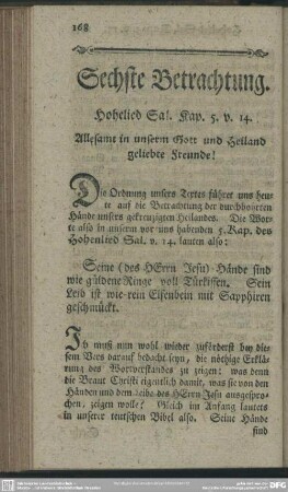 Sechste Betrachtung