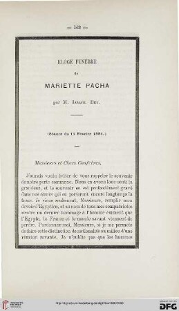 2.Ser. 1.1880: Éloge funèbre de Mariette Pacha