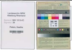Entnazifizierung Kaethe Peters , geb. 12.05.1899 ()