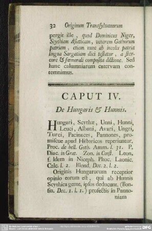 Caput IV. De Hungaris & Hunnis