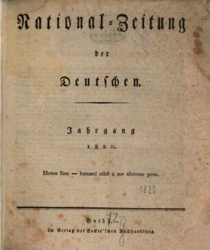 National-Zeitung der Deutschen. 1820