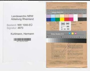 Entnazifizierung Hermann Kuhlmann, geb. 21.11.1897 (Bahnrat)