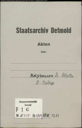 Belegakten zum Heiratsregister der katholischen Gemeinde Holzhausen, Kreis Höxter (1809-1811)