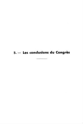 259-268, B. Les conclusions du Congrès