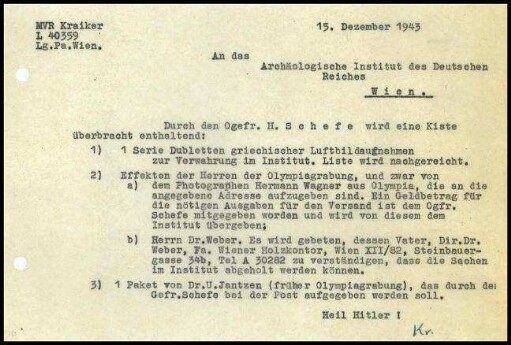 Brief; Wilhelm Kraiker an AIDR, Zweigstelle Wien