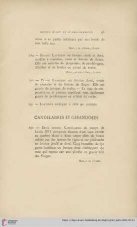 Candelabres et Girandoles (Nr. 292 - 299)