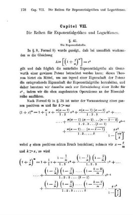 Capitel VII. Die Reihen für Exponentialgrössen und Logarithmen.